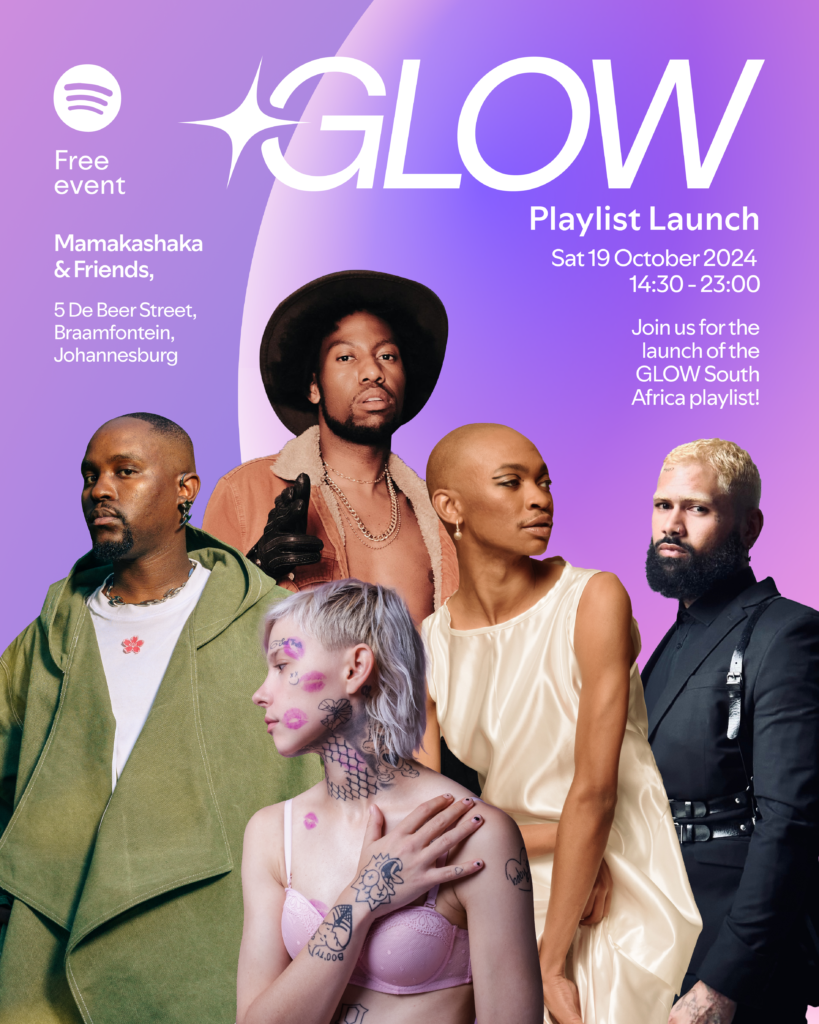 Spotify GLOW South Africa playlist", "LGBTQIA+ artists South Africa