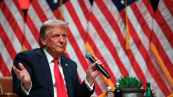 Republican presidential nominee and former U.S. President Donald Trump campaigns in Glendale
