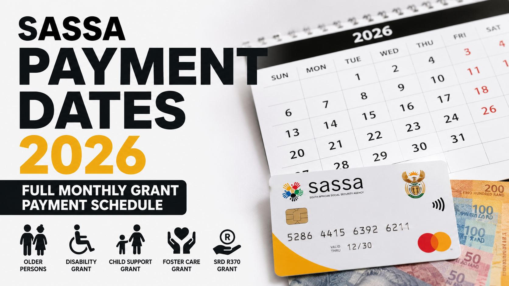 SASSA payment dates 2026